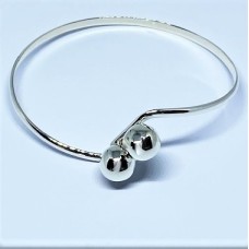 Classical Silver Interlinked Double Ball Bangle